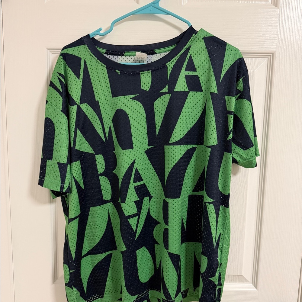 Green and Black Graphic Zumba shift size M
